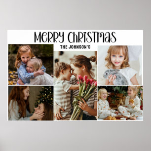 Modern Festive Casual Colorful Christmas 5 Photo Poster