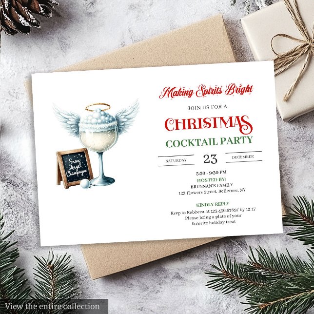 Modern Festive Christmas Cocktails Party Invite (Modern Festive Christmas Cocktails Party Invite)