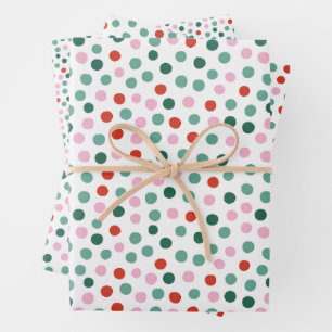 Modern Festive Dot Pattern Christmas Wrapping Paper Sheet