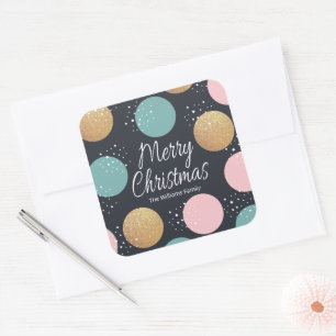 Modern Festive Dots Snowy Christmas Square Sticker