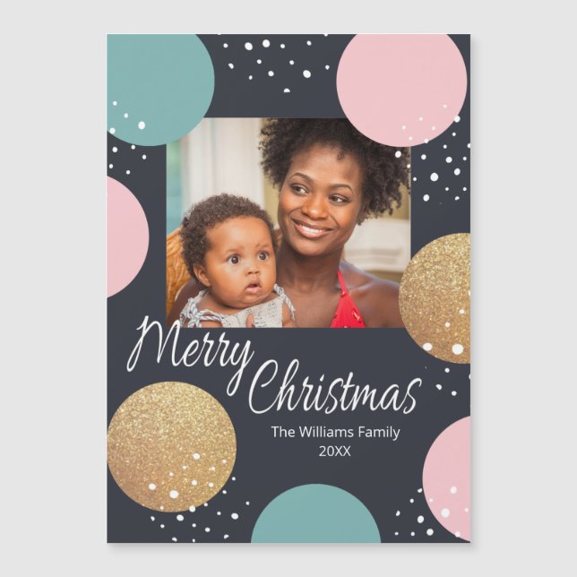 Modern Festive Dots Snowy Photo Christmas (Front)