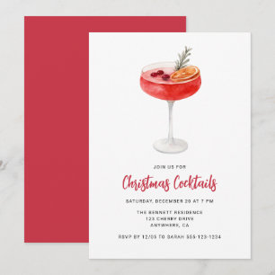 Modern Festive Drinks Christmas Cocktail Party Invitation