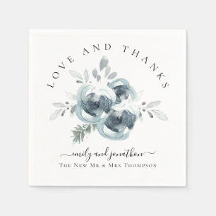 Modern Festive Florals Thank You Names Wedding Napkin