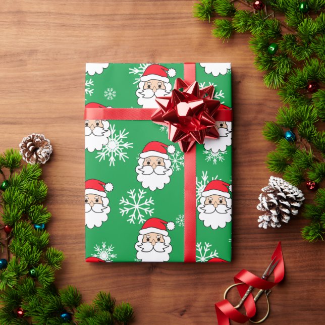 Modern Festive Funny Santa Face Christmas Wrapping Paper (Holiday Gift)