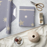 Modern Festive Grey Gold Star Roll  Wrapping Paper<br><div class="desc">Festive grey and faux gold star wrapping paper roll.</div>