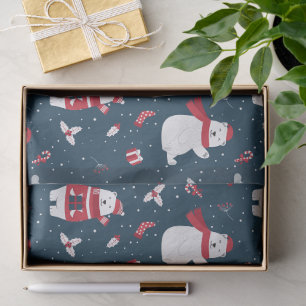 Modern Festive Holiday Winter Polar Bears Tissue Paper