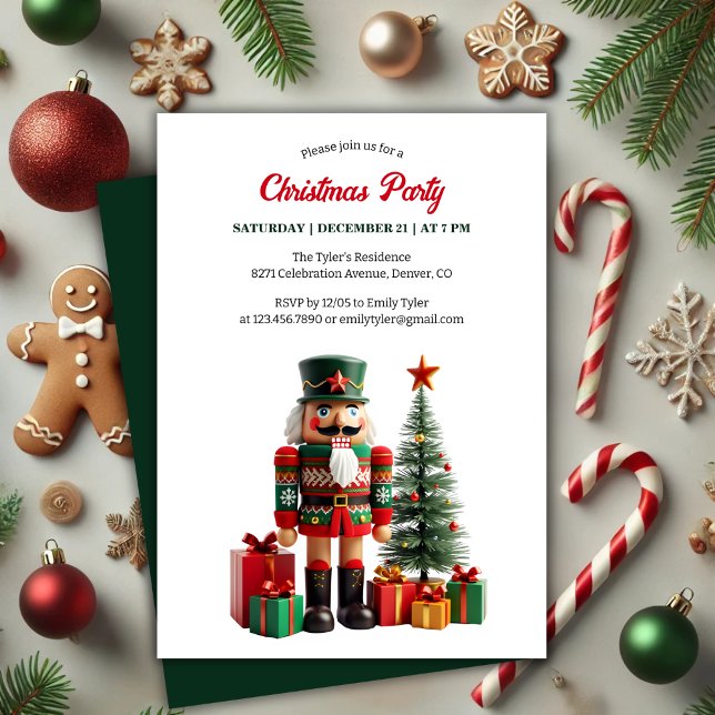 Modern Festive Nutcracker Christmas Party Invitation (Modern and Festive Nutcracker Christmas Party Invitation)