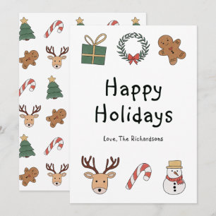 Modern Festive Pattern Happy Holidays Christmas Holiday Card
