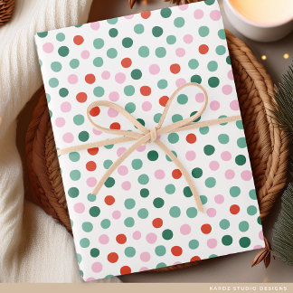 Modern Festive Polka Dot Pattern Christmas Wrapping Paper