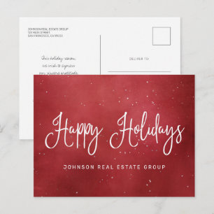Modern Festive Red Christmas Business Holiday Postcard
