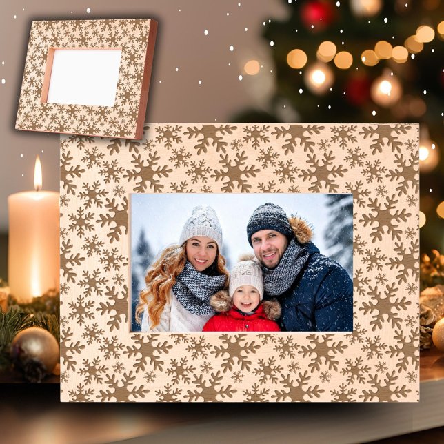 Modern Festive Snowflake Pattern Christmas Holiday Etched Frames (Creator Uploaded)