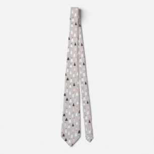 Modern Festive Trees and Falling Snow Pattern  Tie