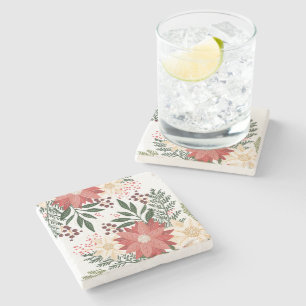 modern festive winter garden christmas stone coaster