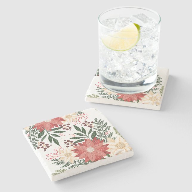 modern festive winter garden christmas stone coaster (Side)