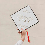 Modern Fete Gold Class Year Grad Name Graduation Cap Topper<br><div class="desc">This modern fete gold class year grad name graduation cap topper is perfect for a simple graduation. The design features elegant boho typography with a touch of sophisticated style in minimalist gold and white.

Personalize your graduation cap with the name of the graduate and class year.</div>