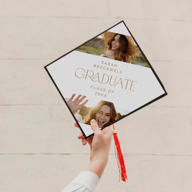 Modern Fete Gold Graduate Photo Graduation Cap Topper (Creator Uploaded)