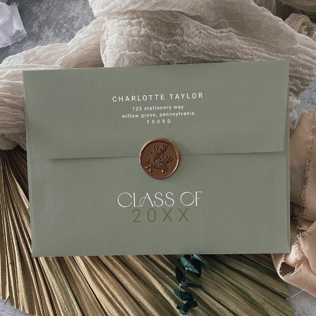 Modern Fete Green Class Year Graduation Envelope (Creator Uploaded)