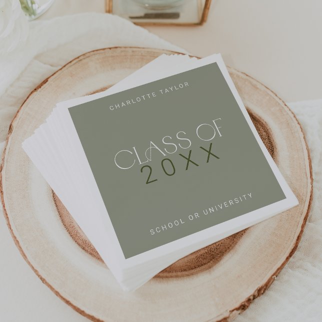 Modern Fete | Green Class Year Graduation Napkin (Creator Uploaded)
