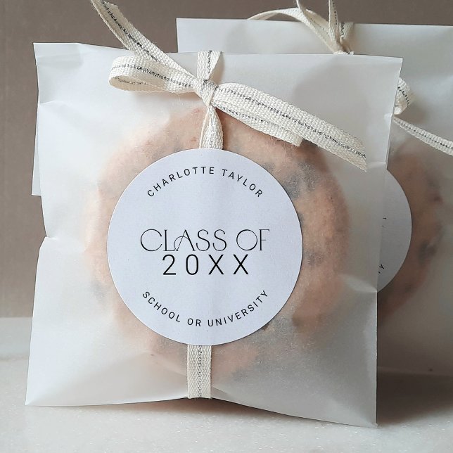 Modern Fete | Minimal Class Year Graduation Classic Round Sticker (Creator Uploaded)