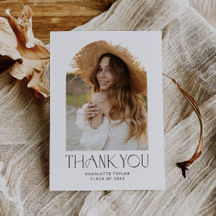 Modern Fete Minimal Photo Arch Graduation Thank You Card