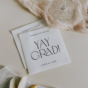 Modern Fete   Minimal Yay Grad Graduation Napkin