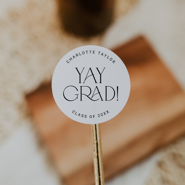 Modern Fete | Minimal Yay Grad Graduation Sticker (Creator Uploaded)