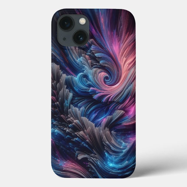 Modern Fibre Optic Flow Phone Case - Vibrant Blue  (Back)