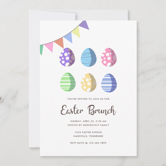 Modern Fiesta Easter Eggs Invitation (Front)