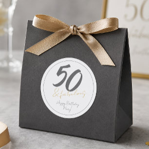 Modern Fifty and Fabulous 50th Birthday Classic Round Sticker