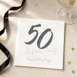 Modern Fifty and Fabulous 50th Birthday Napkin