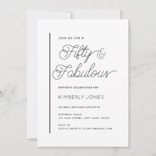 Modern Fifty and Fabulous 50th Birthday Party Invitation