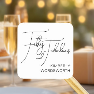 Modern Fifty and Fabulous 50th Birthday Party Square Sticker