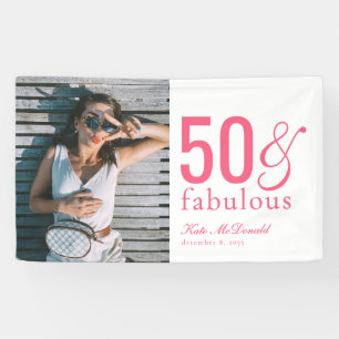 Modern Fifty and Fabulous Bold 50th Birthday Party Banner
