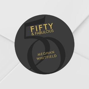 Modern Fifty and Fabulous Bold 50th Birthday Party Classic Round Sticker