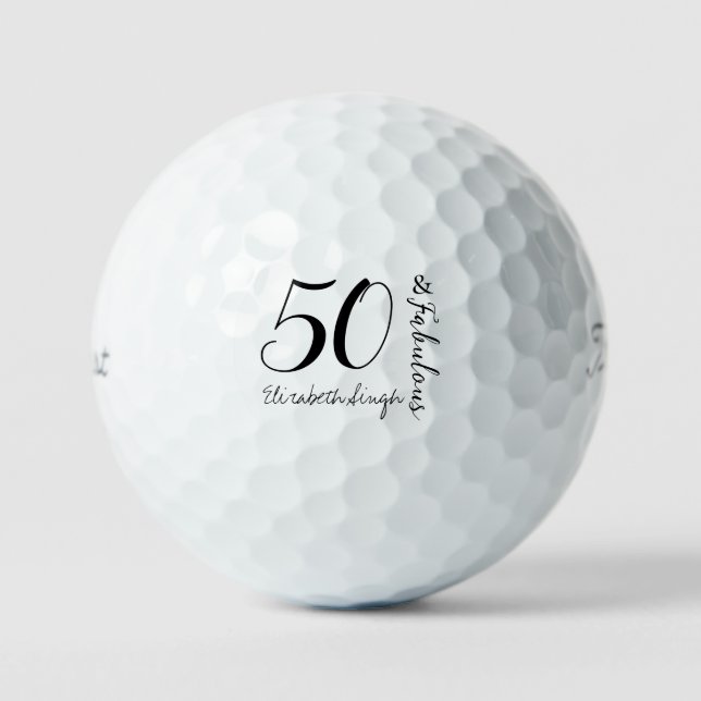 Modern Fifty and Fabulous Bold 50th Birthday Party Golf Balls (Front)