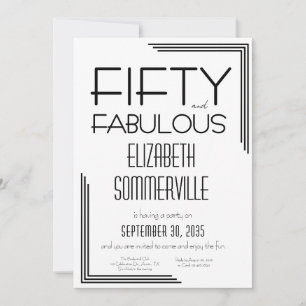 Modern Fifty and Fabulous Bold 50th Birthday Party Invitation
