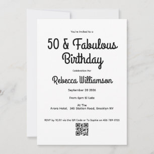 Modern Fifty and Fabulous Bold 50th Birthday Party Invitation