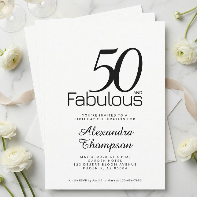 Modern Fifty and Fabulous Bold 50th Birthday Party Invitation (Creator Uploaded)