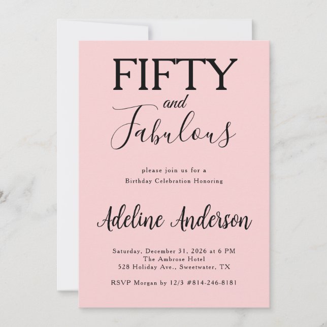 Modern Fifty and Fabulous Bold 50th Birthday Party Invitation (Front)