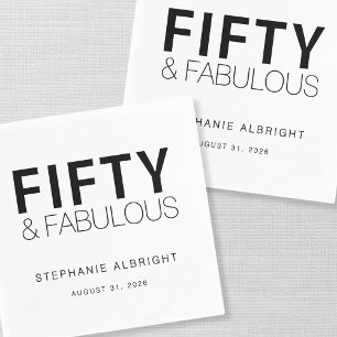 Modern Fifty and Fabulous Bold 50th Birthday Party Napkin