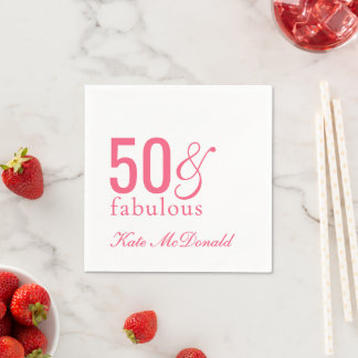 Modern Fifty and Fabulous Bold 50th Birthday Party Napkin