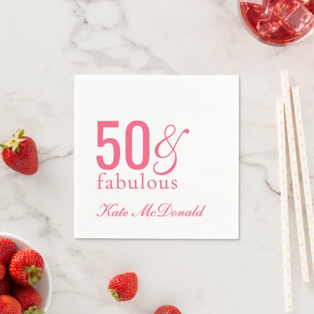 Modern Fifty and Fabulous Bold 50th Birthday Party Napkin (Insitu)