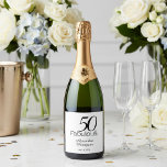 Modern Fifty and Fabulous Bold 50th Birthday Party Sparkling Wine Label<br><div class="desc">Modern Minimal Fifty and Fabulous black 50th birthday sparkling wine bottle label that you can personalize for your fiftieth birthday party celebration. The words "Fifty and Fabulous" are set using trending bold font typography. . Text colors can be changed using the edit menu.</div>