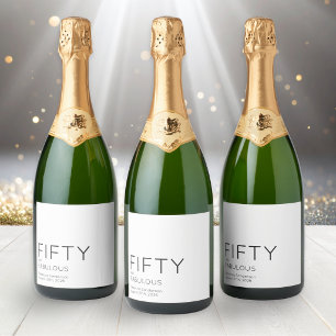 Modern Fifty and Fabulous Bold 50th Birthday Party Sparkling Wine Label