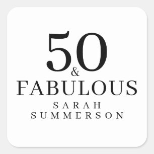 Modern Fifty and Fabulous Bold 50th Birthday Party Square Sticker