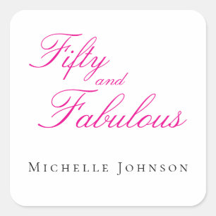 Modern Fifty and Fabulous Bold 50th Birthday Party Square Sticker