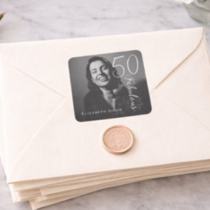 Modern Fifty and Fabulous Bold 50th Birthday Party Square Sticker