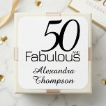 Modern Fifty and Fabulous Bold 50th Birthday Party Square Sticker<br><div class="desc">Modern Minimal Fifty and Fabulous black 50th birthday sticker that you can personalize for your fiftieth birthday party celebration. The words "Fifty and Fabulous" are set using trending bold font typography. Text colors can be changed using the edit menu.</div>