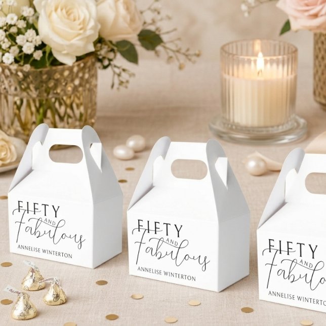 Modern Fifty and Fabulous Script 50th Birthday Favor Box (Creator Uploaded)