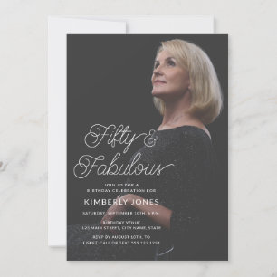 Modern Fifty & Fabulous Photo 50th Birthday Party Invitation